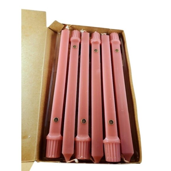 Vintage Partylite Box of 6 Colonial Rose Unscented Dinner Candles 10 Inch Tapers - Picture 1 of 3